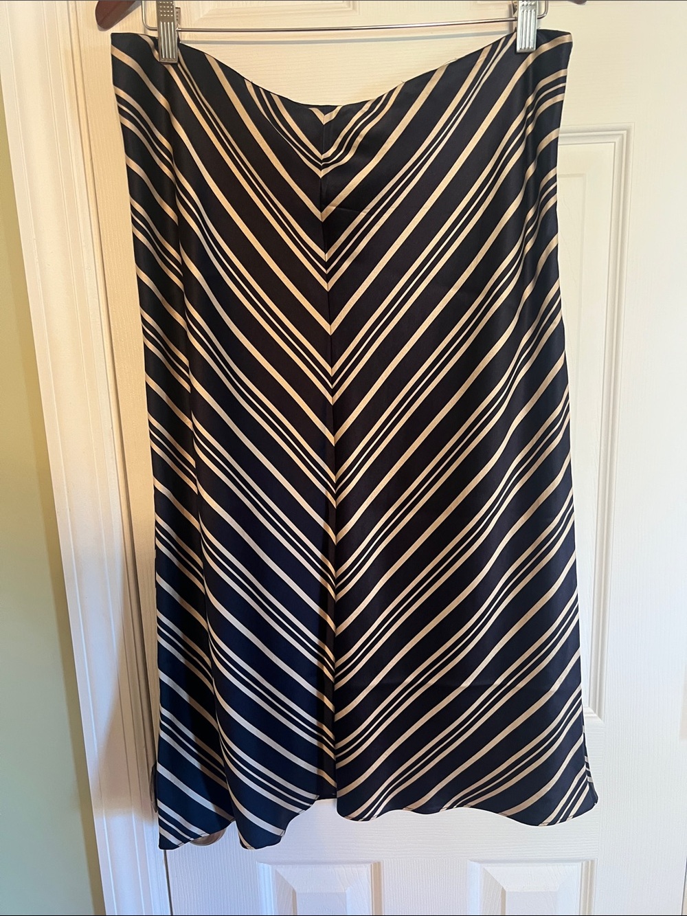 Banana Republic Navy and Cream Diagonal Stripe A-Line Skirt